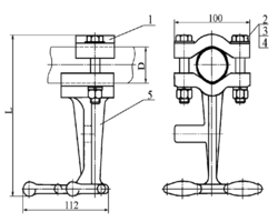 Стойка сочлененного прямого фиксатора: КС-115. Производства Тульского арматурно-изоляторного завода